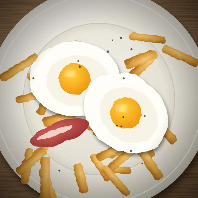 Huevos rotos con jamón